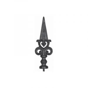 Pointe de lance médiévale - H260mm L90mm base ronde pleine avec tige Ø44mm - Fonte - à souder Deco Fer Forge