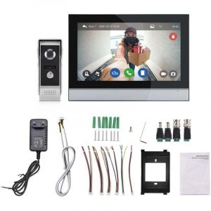AIPERQ Caméra de porte vidéo sans fil avec affichage Wifi 7 pouces tactile Screen Door Téléphone Kit double Way Interphone pour Villa Home Office