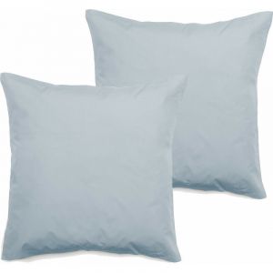 Vent Du Sud - Lot de 2 taies d'oreiller percale pur coton peign&eacute; longues fibres 80 fils/cm&sup2; Glacier - Lot de 2 taies d'oreiller 65 x 65 cm