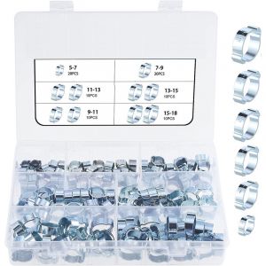 80 pi&egrave;ces 5-18mm Double oreille O Clips pinces de tuyau, pinces de tuyau de tube de placage de zinc, pinces de fixation de tuyau