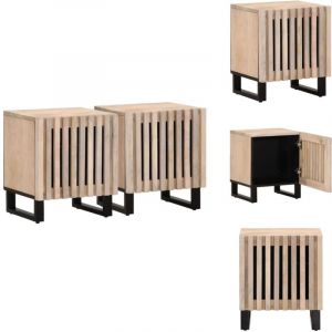 Tables de chevet 2 pcs 40x34x46 cm bois manguier massif blanchi - Table De Chevet - Meuble Industriel - Bois De Manguier - Rangement - Design Moderne