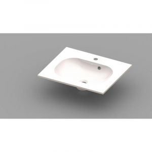 Nemo Spring Ovum lavabo plan de toilette 600 x 500 x 200 mm avec trop-plein blanc marbre reconstitu&eacute;