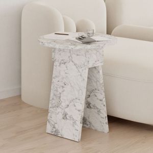Table basse Chen en marbre blanc de Carrare