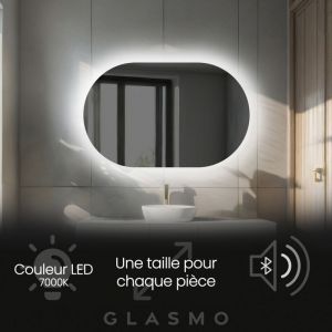 Foram - Miroir Salle de Bain led 70x50 cm Ariana - Horizontal Ovale Miroir Mural Avec Éclairage Intégré Miroir Lumineux - Blanc Froid 7000 k avec