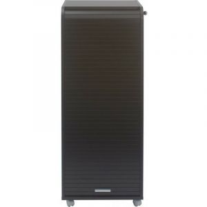 Grand caisson &agrave; rideau sur roulettes 3 tiroirs noir Orga 108cm