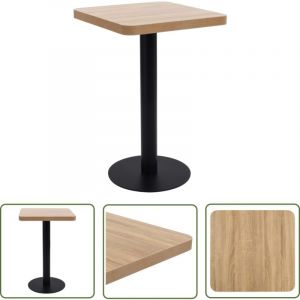 The Living Store Table de bistro marron clair 50x50 cm mdf - Table Bistrot - Table Ronde - Table Pour Deux - Mobilier Extérieur - Décoration