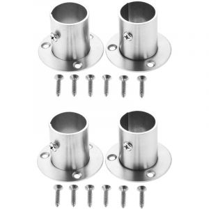 Lot de 4 Supports Tringle Penderie INOX 25 mm, Support Fixation Tube Rond 1 Pouce, Supports de Barre pour Armoire, Placard, Rideau, Barre de Dressing