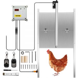 VEVOR Porte Poulailler Automatique 66W Kit Ouvre-Porte Poulailler Aluminium Allie ABS Minuterie Capteur Lumiere Controleur Actionneur Lineaire 2