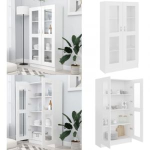 Armoire à vitrine Blanc 82,5x30,5x150 cm Bois d'ingénierie - Bibliothèque Blanche - Meuble Rangement - Étagère Ouverte - Armoire Vitrines - Mobilier