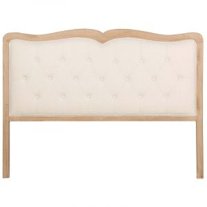 T&ecirc;te de lit capitonn&eacute;e en lin et bois d'h&eacute;v&eacute;a 160 x 4 x 120 cm