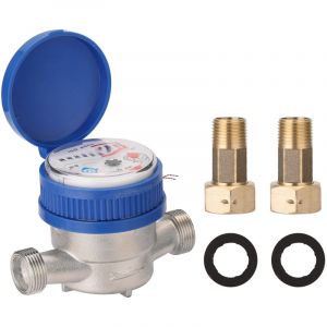 Jeffergarden - Compteur d'Eau Froide 15 mm Plastique abs Jardin Maison D&eacute;bit d'Eau Compteur de Mesure avec Raccords en Laiton