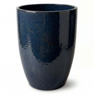 Pot grande taille d'ext&eacute;rieur MAZARIN2 57x70cm saphir, fait main en terre cuite &eacute;maill&eacute;e, r&eacute;sistant au gel