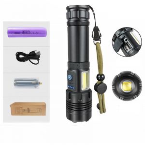 Lampe Torche led Ultra Puissante, Lampe de Poche Rechargeable, Lampe Torche Tactique Militaire Puissante, IPX6 &Eacute;tanche, 7 Modes D'&eacute;clairage pour