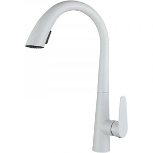 Robinet Cuisine Blanc Mitigeur Cuisine avec Douchette Extractible,Robinet Douchette Cuisine de Rotatif &agrave; 360&deg;,Robinetterie de Cuisine en Acier