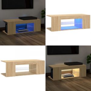 Meuble tv avec lumières led chêne sonoma 90x39x30 cm - Meuble Tv - Meuble Téléviseur - Armoire Tv - Télévision Murale - Support Tv - Home & Living