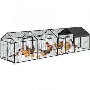 Grand poulailler avec 4 portes, poulailler avec housse r&eacute;sistante &agrave; l'eau et protection solaire, cage galvanis&eacute;e pour poulailler, canards, lapins,
