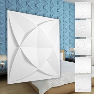 Panneaux muraux 3D plastique pvc - revêtement mural blanc avec aspect 3D - motifs en forme ronds: 3 qm 12 plaques, HD112