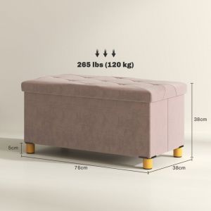 Banc coffre capitonné herzi rose