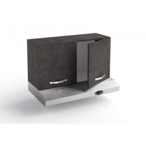 Sur la hotte de cuisine 90x31x48 cm en bois couleur lave avec deux portes et purificateur - Massa