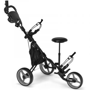Design In - Chariot de Golf 3 Roues Pliable Frein Poignée Réglable Gris CW76172
