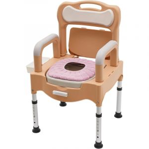 Chaise d'Aisance, Chaise percée pour personnes âgées, réglable en hauteur, chaise de douche, avec seau amovible, antidérapante (kaki)