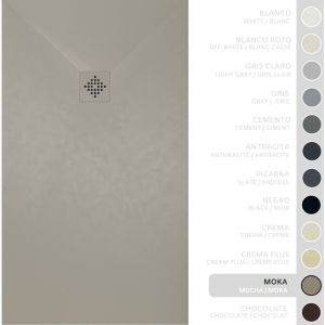 SOULBATH Receveur de Douche -R&eacute;sine -Gel Coat -Texture Lisse/Pierre -Antid&eacute;rapant -Couleur Moka - 60X60- Extra plat 3cm. Bonde de Vidage incluse