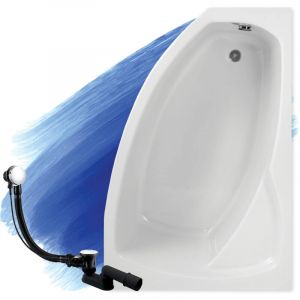 Badland - Baignoire Bain d'angle 150x90 Droite, Siphon de bain et pieds (support) - Set 3en1 - Fabriqué en ue frida