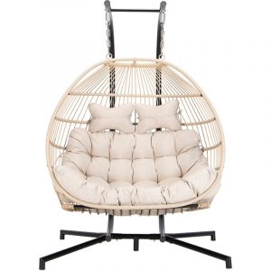 Fauteuil suspendu loma – 2 places beige - Home Deluxe