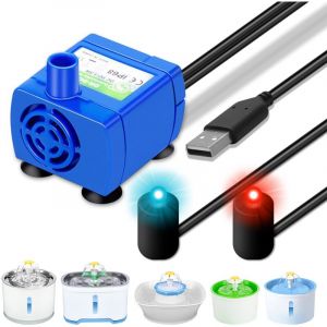 Pompe Rechange Fontaine Chat Pompe: Pompe Fontaine Ultra Silencieuse avec Mini Pompes LED pour Animaux Compagnie, Pompe Remplacement pour Pompe