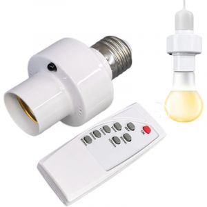 Douille t&eacute;l&eacute;command&eacute;e - Support E27 sans fil, Douille vissable avec minuterie & interrupteur &agrave; distance Sans c&acirc;blage, Id&eacute;ale placard, Grenier,