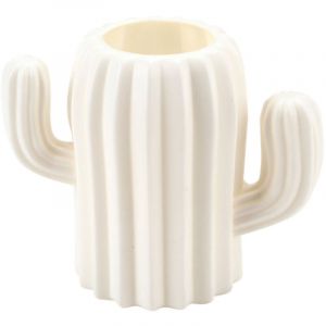 Vase en forme de cactus Surfaces mates Style scandinave Vase en glaure imitation pour la décoration de la maison Cadeaux Stockage d'articles Blanc