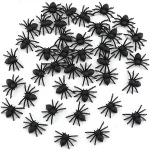 50pcs D&eacute;coration d'Halloween d'Araign&eacute;e R&eacute;aliste, Mini Araign&eacute;e en Plastique Noir R&eacute;aliste Araign&eacute;e Effrayante Prank Halloween D&eacute;corations de Maison