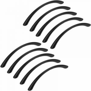 Lot de 10 Poign&eacute;e Meuble Poign&eacute;e de Meuble Cuisine Inox - Poign&eacute;e de Porte Poign&eacute;e Cuisine Nickel Bross&eacute; en Acier Inoxydable Entraxe 96mm noir