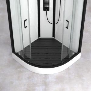 Homemaison - caillebotis en bois composite gris pour cabine 1/4 de cercle - dimensions 80,4 x 80,4 cm