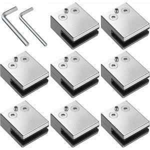 Pinces à Verre 8 PCS 8-10mm en Acier Inoxydable 304 Pinces à Verre Support en Verre Réglable à Dos Plat pour Balustrade d'Escalier, Main courante