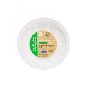 Assiette à dessert ronde réutilisable de 17 cm white -100u-