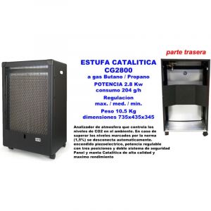 HJM - Cuisini&egrave;re &agrave; gaz catalytique 2,8 kw GC2800 720x430x375