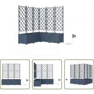 vidaXL Pot en acier - Cache-pot de jardin 2 pcs Gris 80 x 40 x 143 cm Acier