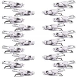 Sollbry Pinces à Linge, 20 Pcs Pinces à Linge INOX, Pinces à Linge métal, Petites Pinces à Linge, Multifonctionnel Vêtements Pinces, Coupe-Vent et