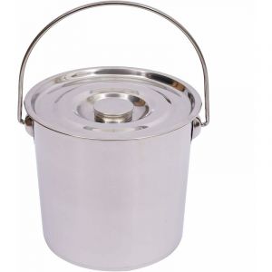 Gojoy - 12L Seau Seau de Cuisine Seau d'alimentation Seau à Champagne Seau à Glace Seau à Lait avec Couvercle en Acier Inoxydable (12L)