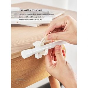 Support De Pince Porte-Rideaux 2Pcs Barre Transversale R&eacute;glable Tringle &agrave; Rideaux en Plastique pour Stockage De Serviette Crochet pour Organisateur