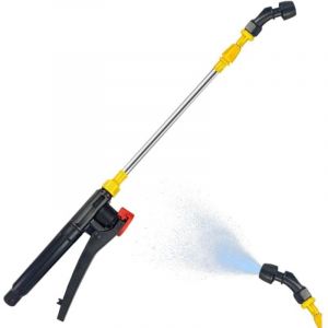 Lance d'arrosage t&eacute;lescopique en acier inoxydable de 45 &agrave; 80 cm avec buse de pulv&eacute;risation haute pression pour le nettoyage et buse simple courb&eacute;e.