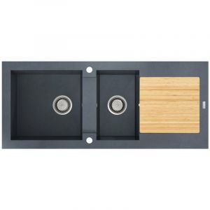 Carea Cuisine&bain - carea - Évier à encastrer multifonction katla 2 bacs Gris béton