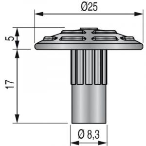 Dinac - Clou podotactile lou inox extérieur à frapper b 250