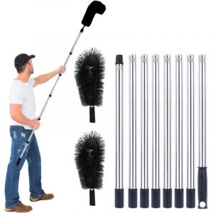 3,2 M Brosse Nettoyage Goutti&egrave;Re, Perche De Nettoyage Telescopique Brosse Outil Nettoyage Toiture Facile &agrave; Enlever Les Feuilles