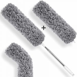 Serbia - Plumeau télescopique Jeu de 2 Embouts Microfibres Plumeau télescopique Long Extensible en Acier Inoxydable Plumeau Lavable pour Nettoyer des