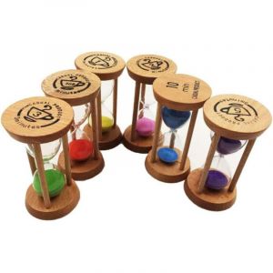 Sablier en bois avec dur&eacute;es de 30 secondes, 1 minute, 2 minutes, 3 minutes, 5 minutes et 10 minutes. Id&eacute;al pour les enfants, les jeux, la salle de