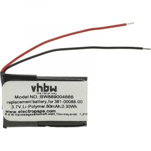 Batterie compatible avec Garmin Vivosmart hr+, hr smartwatch montre connectée bracelet fitness (80mAh, 3,7V, Li-polymère) - Vhbw