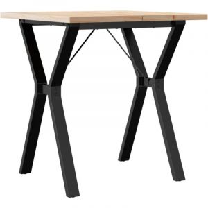 D&eacute;coshop26 - Table de salle &agrave; manger cuisine design industriel 70 x 70 x 75,5cm bois de pin massif et acier DEC036837