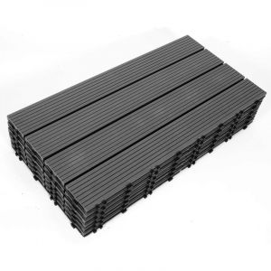 Randaco - einfeben Dalle de terrasse Dalles en bois composite wpc 60 x 30 cm Dalles clipsables jardin ext&eacute;rieur 18x anthracite